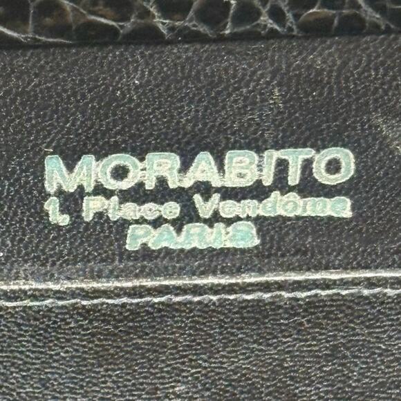 Morabito Vintage Black Crocodile Evening Bag Chain Strap Gold Bamboo - Picture 6 of 7